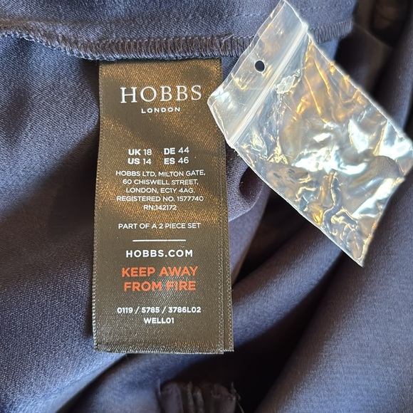 NWT Hobbs Vera long sleeve wide leg jumpsuit in navy blue with wrap tie - Picture 12 of 16